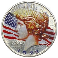 1922-S Colorized Silver Peace Dollar UNCIRCULATED