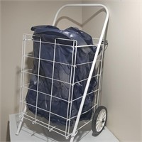 Wire Folding Rolling Grocery Cart with Bag