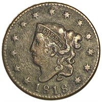 1818 Coronet Head Large Cent NICELY CIRCULATED