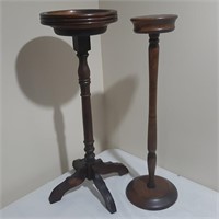 Pair of Wood Plant Stands/Ashtray Holder