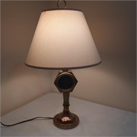 Vtg Solid Brass Mirrored Table Lamp