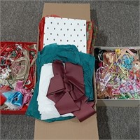 Boxes of Ribbon and Holiday Tissue Paper