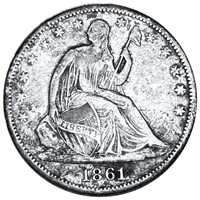 1861 Seated Half Dollar LIGHTLY CIRCULATED