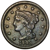 1845 Braided Hair Large Cent NEARLY UNC