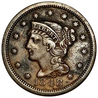 1848 Braided Hair Large Cent XF