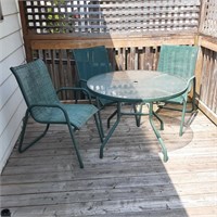 Glass Patio Table and 3 Chairs