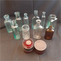 Lot of Vintage Medicine Glass Bottles