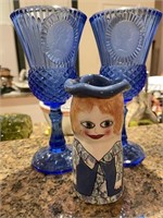 Pr of Avon Coin Glasses & Meg vase