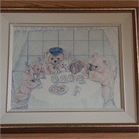 Large Teddy Bear Dinner Art Print