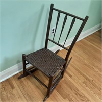 Antique Maple Woven Cane Seat Rocking Chair