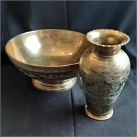 Gorgeous Solid Brass Bowl and Vase
