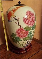 Ginger Jar with Wood Top and Stand