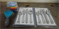 (2) Sets of Flatware, Silicone Cupcake Holders &
