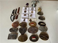 WW1 & WW2 pins and belt buckles