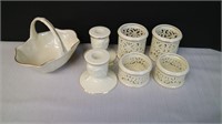 Lenox Lot of Candle holders and Decorative Basket