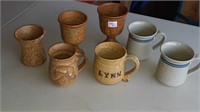 7 handmade mugs and goblets two of them have