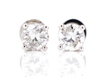 0.74ct Diamond set 18ct white gold stud earrings