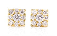 Diamond and 18ct yellow gold cluster stud earrings