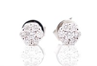 Diamond and 18ct white gold cluster stud earrings