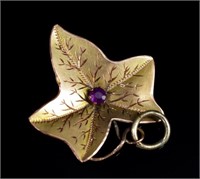 Edwardian 9ct rose gold ivy pendant