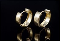 9ct yellow gold textured huggie earrings