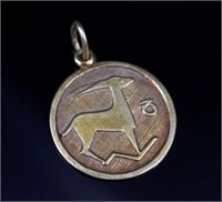 14ct yellow gold horoscope medal