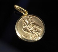 9ct Yellow gold St Christopher medal