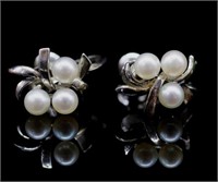 Mikimoto sterling silver and pearl earrings