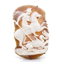 St. George and the dragon cameo brooch