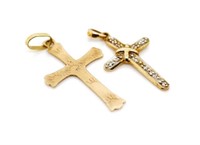 Two yellow gold crosses