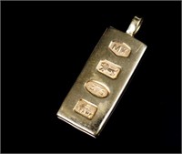 9ct gold ingot bullion bar pendant