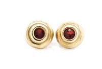 Garnet and 9ct rose gold stud earrings