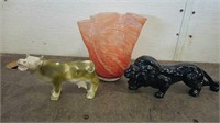 Vintage Cow, Lion & Vase