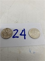2 Rooosevelt Silver Dimes 1964Ps
