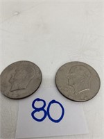2 Eisenhower Dollar Coins 1974 D,s