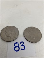 2 Eisenhower Dollar Coins 1971D,s