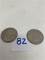 2 Eisenhower Dollar Coins 1972D,s