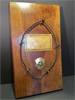 Invite to a hanging, antique barbed wire & badge