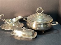 Silver plate serving lot - holiday dining