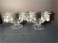 Art Deco Style Candle sticks w/crystal drip cups