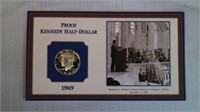Proof Kennedy Half-Dollar 1969 On Card Collectible
