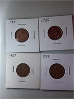 1950's Canadian Penny Canada 1 Cent Lot of 4