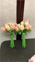 2 - Bouquets of Faux Rose Flowers