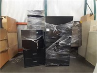 Set of 7 Metal Black Shelf & Filing Cabinets