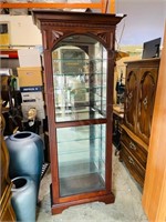 single door mahogany finish display cabinet
