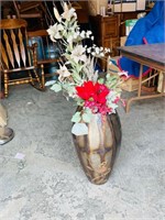 24" tall tin vase w/ flowers