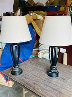 Pair of metal base table lamps - 28"  h