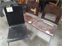 3 Modern Wood Chairs Black & Brown