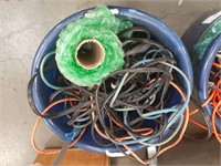 Utility Tub with Extension Cords, Wires, Speakers