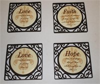 Lot 4 inspirational iron and tile wall decorations